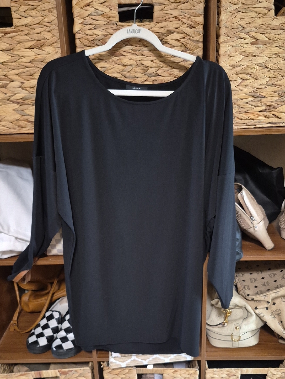 Alfani Black Relaxed Long-Sleeve Tunic
